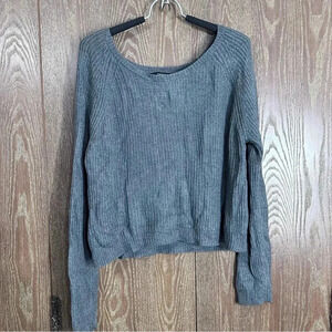Forever 21 Women's Medium‎ Sweater Grey Long Sleeve Crop Top Breathable Pullover